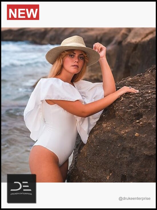 Women Straw Panama Hat Fedora Sun Hat Wide Brim Roll up UPF 50+ main image 7